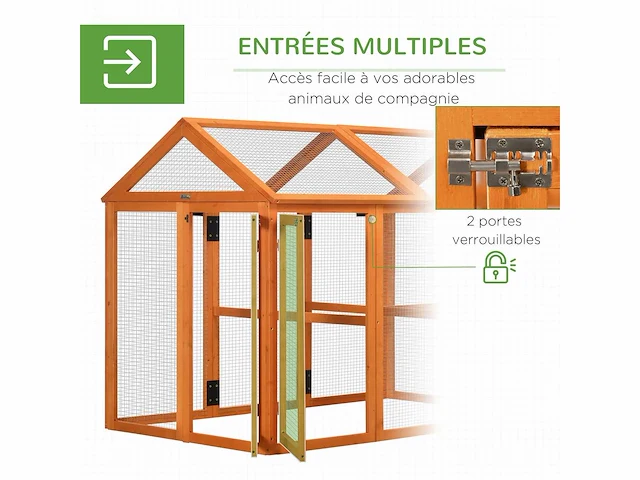 Houten kippenhok kippenhok kippenhok kippenkooi omheind 140 x 88,5 x 106 cm oranje - afbeelding 4 van  7