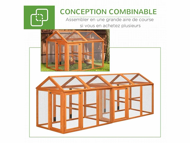 Houten kippenhok kippenhok kippenhok kippenkooi omheind 140 x 88,5 x 106 cm oranje - afbeelding 6 van  7