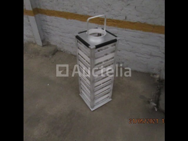 Houten lantaarn voor dek /wit & grijs - afbeelding 3 van  4