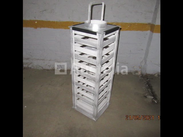 Houten lantaarn voor dek /wit & grijs - afbeelding 4 van  4