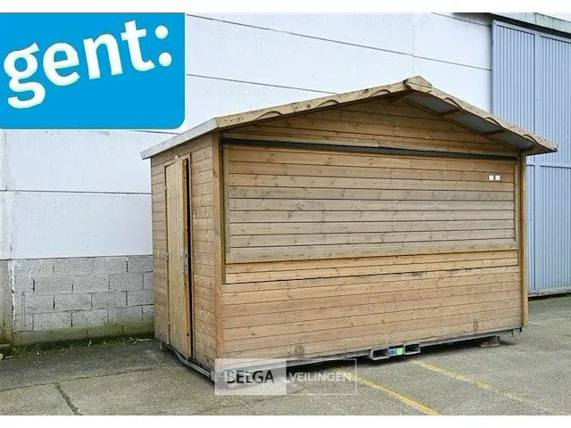 Houten marktkraam tuinhuis gedemonteerd/kliksysteem - afbeelding 1 van  13