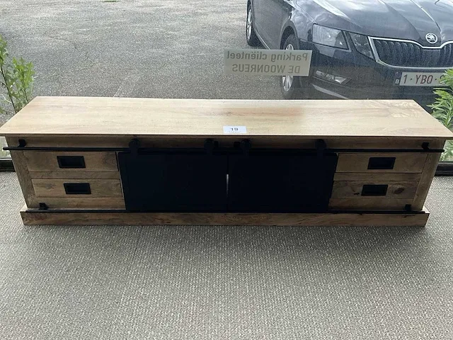 Houten multimediakast industrial - afbeelding 1 van  4
