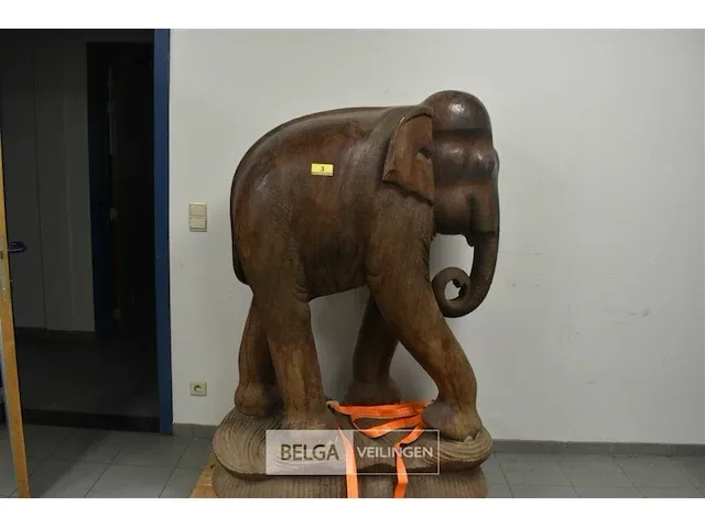 Houten olifant decoratief 100x60x156 - afbeelding 1 van  4