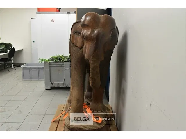 Houten olifant decoratief 100x60x156 - afbeelding 2 van  4