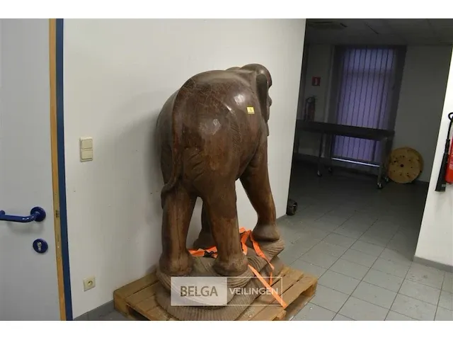 Houten olifant decoratief 100x60x156 - afbeelding 3 van  4