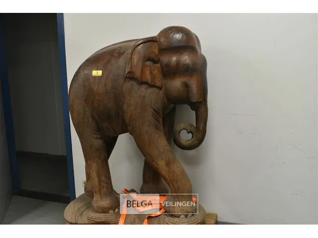 Houten olifant decoratief 100x60x156 - afbeelding 4 van  4