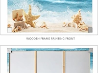 Houten omlijsting zeester in een doos zeegolf canvas - afbeelding 2 van  3