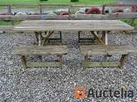 Houten picknickbank (8 zetels) - afbeelding 2 van  3