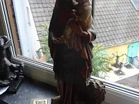 Houten polychroom maria van vlaanderen + tegeltje - afbeelding 1 van  4