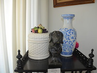 Houten rekje met 4 leggers, 6 sierstukken, schilderij - afbeelding 10 van  11