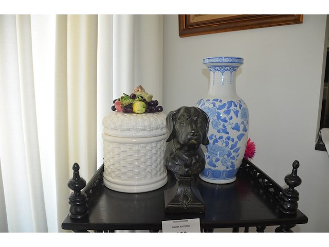 Houten rekje met 4 leggers, 6 sierstukken, schilderij - afbeelding 10 van  11