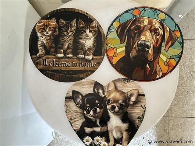 Houten retrolook sierbord rond - afbeelding 1 van  1