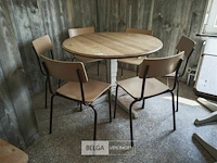 Houten ronde tafel met 6 stoelen ø106cm - afbeelding 2 van  4