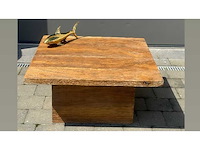 Houten salontafel rustiek 85cm x 85cm - afbeelding 2 van  2