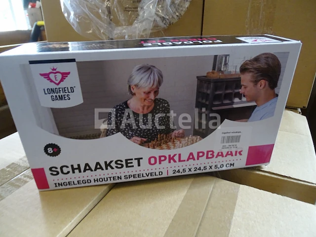Houten schaakspel 24 x 24 cm longfield - afbeelding 2 van  2
