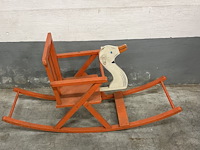Houten schommelpaard ( wit/orange) - afbeelding 1 van  2