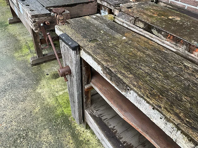 Houten schrijnwerkers werkbank (2x) - afbeelding 2 van  6