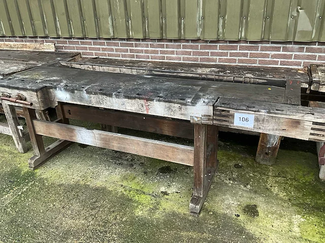 Houten schrijnwerkers werkbank (2x) - afbeelding 1 van  6