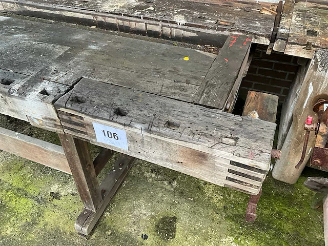 Houten schrijnwerkers werkbank (2x) - afbeelding 2 van  6