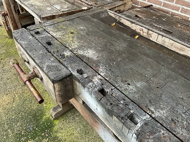 Houten schrijnwerkers werkbank (2x) - afbeelding 3 van  6