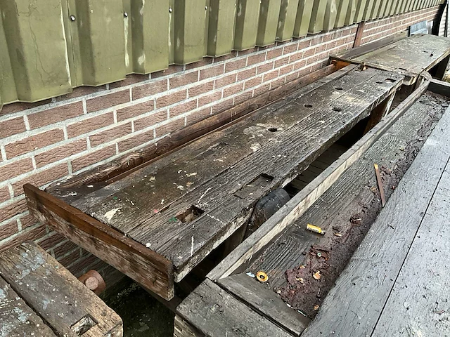 Houten schrijnwerkers werkbank (2x) - afbeelding 4 van  6