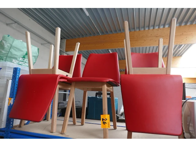 Houten stoelen rode kleur 5 stuks - afbeelding 1 van  4