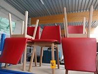 Houten stoelen rode kleur 5 stuks - afbeelding 1 van  4