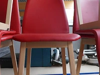 Houten stoelen rode kleur 5 stuks - afbeelding 2 van  4