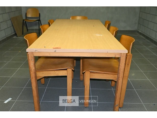 Houten tafel + 13 stoelen - afbeelding 3 van  7