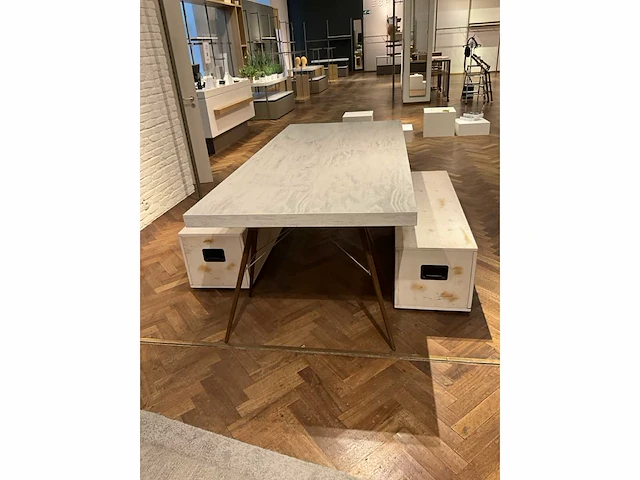 Houten tafel+ 2x opberg/zitbak get.edc - afbeelding 2 van  8