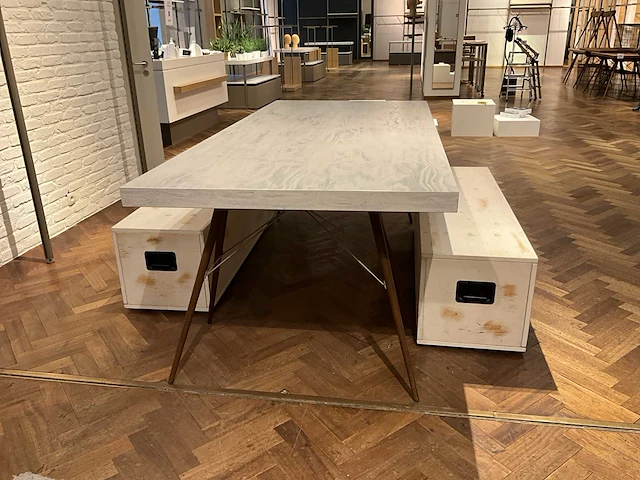 Houten tafel+ 2x opberg/zitbak get.edc - afbeelding 3 van  8