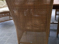 Houten tafel met 6 rieten stoelen en kussens 120x220x75cm - afbeelding 6 van  7