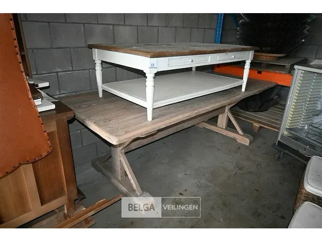 Houten tafel + salontafel - afbeelding 1 van  7