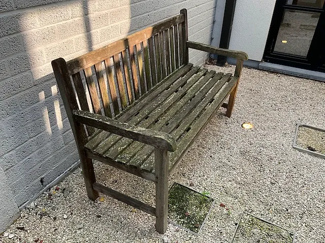 Houten tuinbank, afm plm 150 x 66 x 91cm - afbeelding 2 van  2