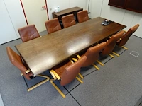 Houten vergadertafel + lederen stoelen - afbeelding 1 van  8