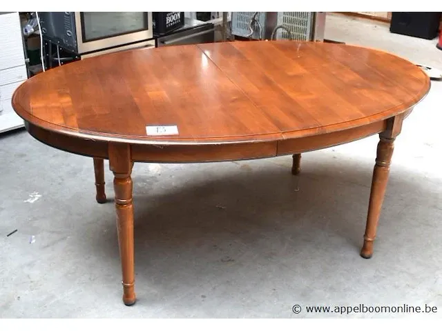 Houten verlengbare ovalen eetkamertafel, afm plm 178x115cm - afbeelding 1 van  2