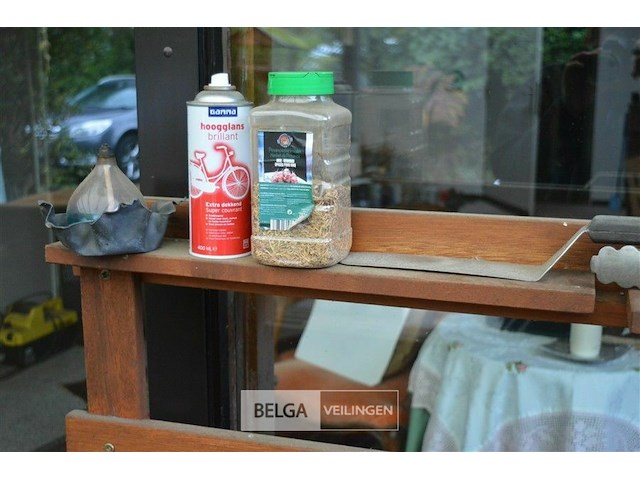 Houten verrijdbare buitenkeuken met inhoud - afbeelding 5 van  6