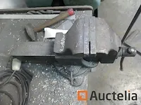 Houten werkbank met bankschroef, 2 metaal kasten 2 deuren - afbeelding 5 van  9