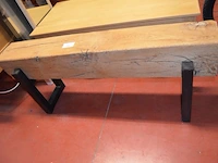 Houten zitbank met zwart metalen voet afm. 128x30x55 - afbeelding 5 van  5