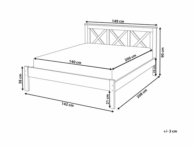 Houtkleurig tweepersoonsbed 140 x 200 cm - afbeelding 4 van  4