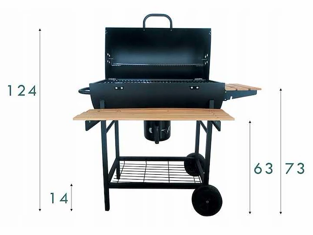 Houtskool bbq 3 roosters met deksel thermometer grill 71x36 cm - afbeelding 4 van  6