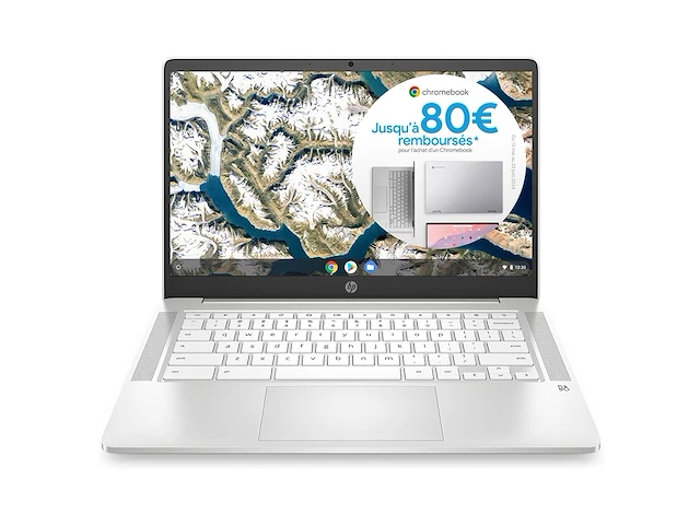 Hp chromebook 14a-na0005sf notebook 14 inch fhd (intel celeron b830, 8gb ram, 128gb emmc, azerty, chromeos), whit - afbeelding 1 van  1