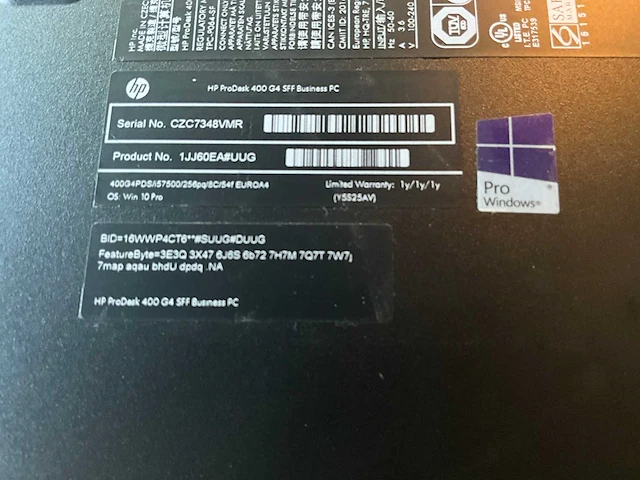 Hp prodesk 400 g4 sff desktop pc - afbeelding 4 van  4