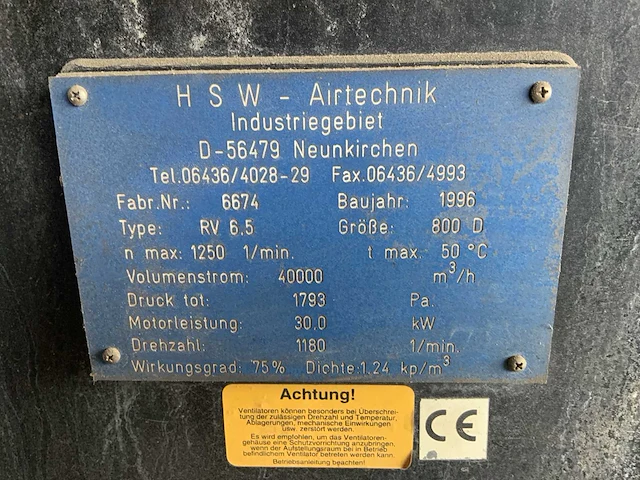 Hsw airtechnik rv 6.5 afzuig turbine - afbeelding 6 van  7