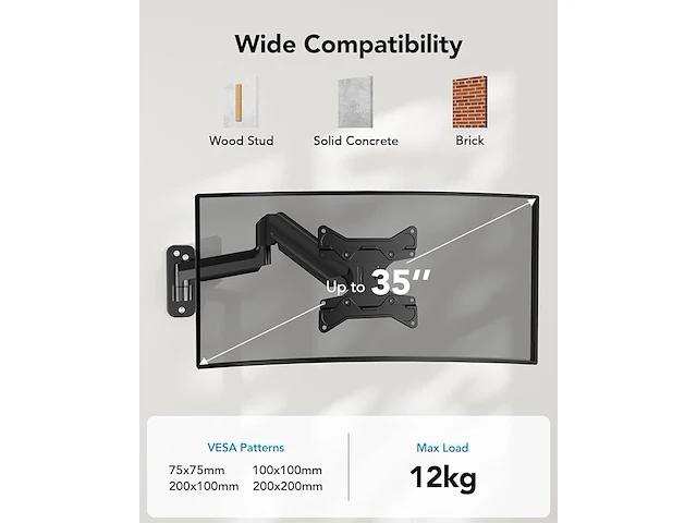 Huanuo 24"-35” led lcd monitor muurbevestiging - afbeelding 2 van  3