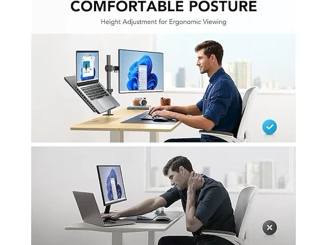 Huanuo monitorarm met laptoplade - afbeelding 2 van  4