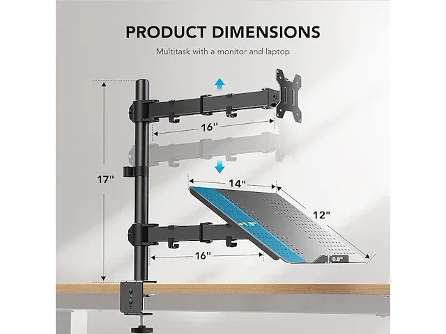 Huanuo monitorarm met laptoplade - afbeelding 4 van  4