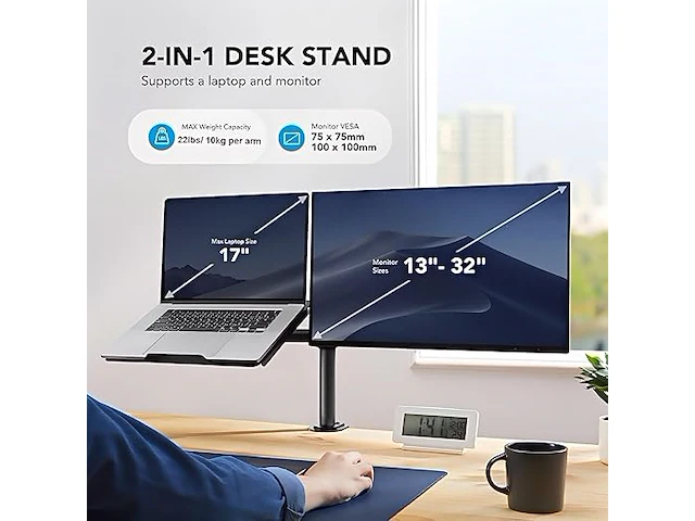 Huanuo monitorarm met laptoplade - afbeelding 3 van  4