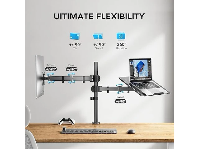 Huanuo monitorarm met laptoplade - afbeelding 4 van  4