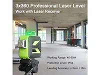 Huepar 603cg 3 x 360 groene kruis laser niveau - afbeelding 3 van  5
